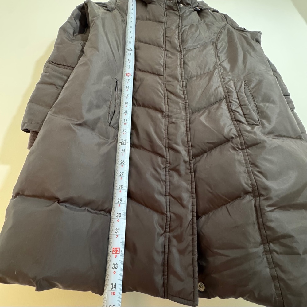 Michael Kors Down Puffer Coat Black Hooded Long Parka Size PL Warm Winter Jacket - Picture 13 of 15
